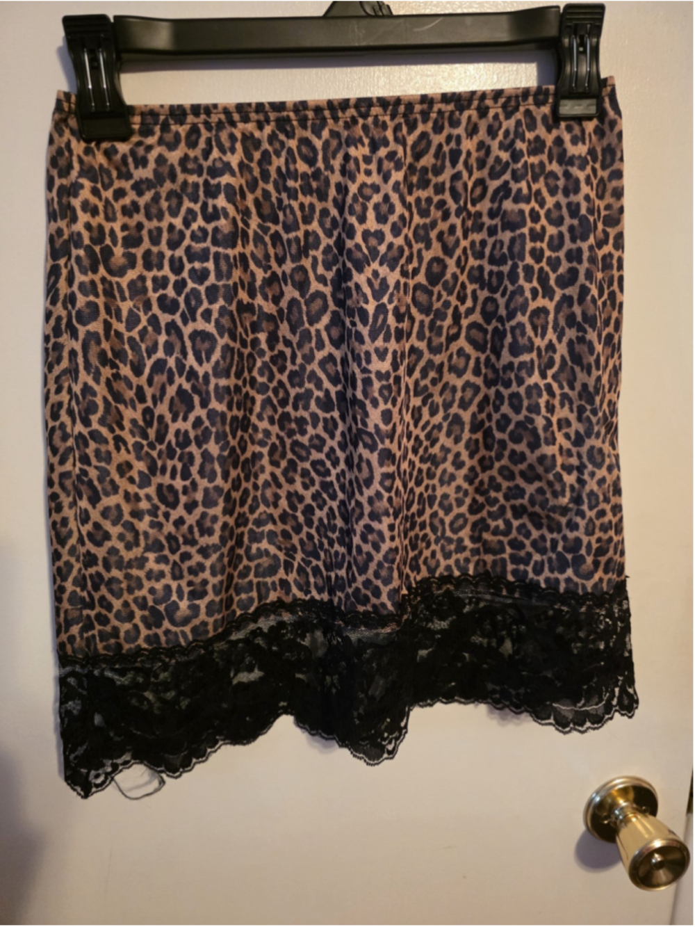 Vintage Y2k Vassarette Leopard Animal Print Lace Slip Skirt Lingerie